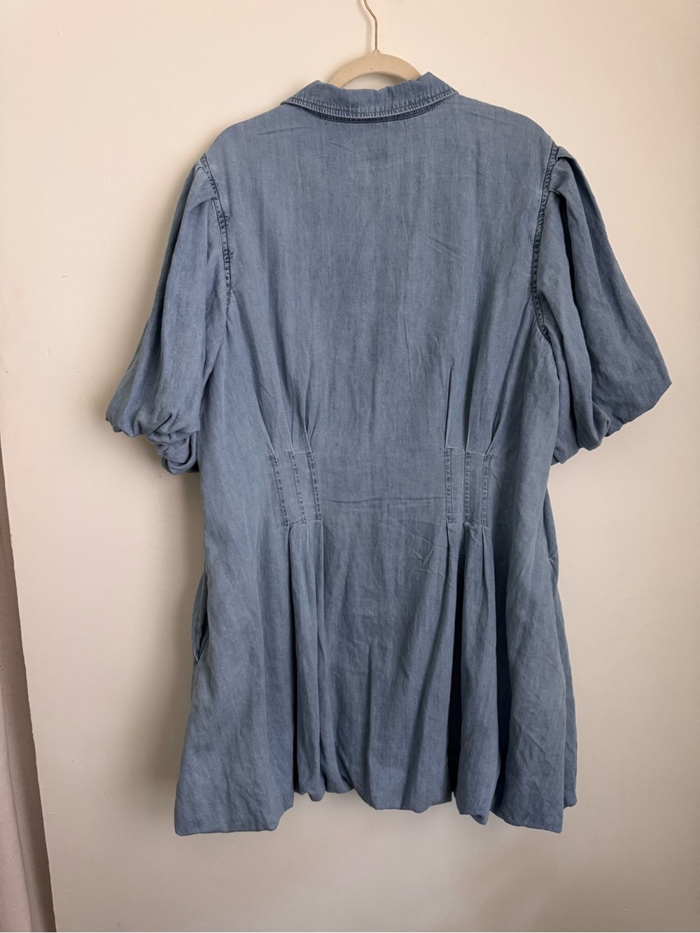GAP Light Blue Denim Button-Front Dress with Puff Sleeves - Size XXL - Picture 2 of 6